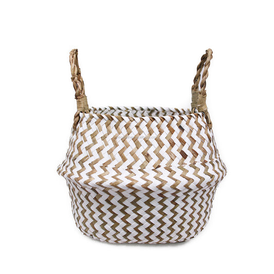 Alexis White and Natural Seagrass Belly Basket